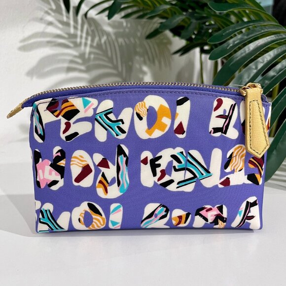 Fendi Handbags - Fendi Purple Nylon "Spell-Out" Cosmetic Pouch
